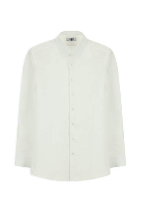 Beyaz Uzun Kol Slim Fit Dar Kesim Klasik Desenli Pamuk Gömlek