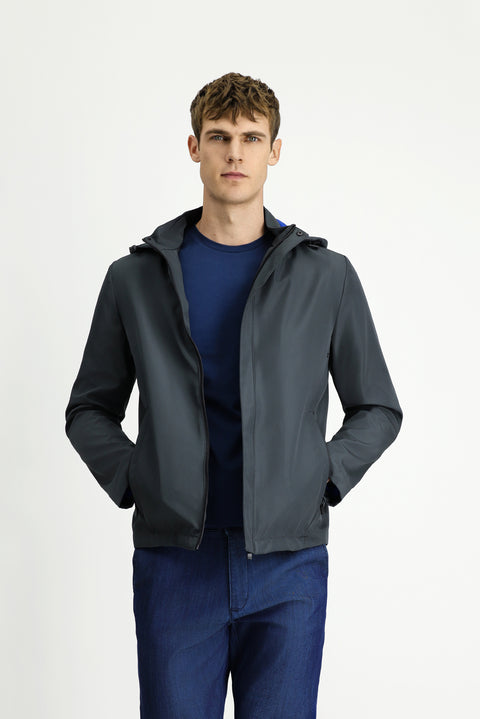 Titanyum Gri Kapüşonlu Spor Mevsimlik Mont