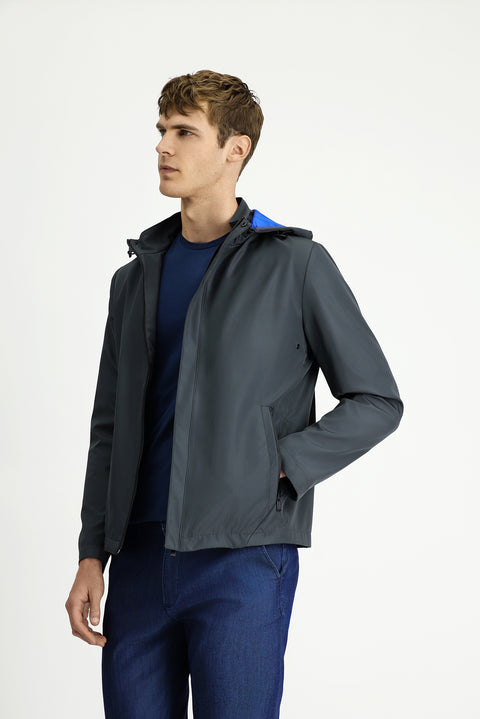 Titanyum Gri Kapüşonlu Spor Mevsimlik Mont