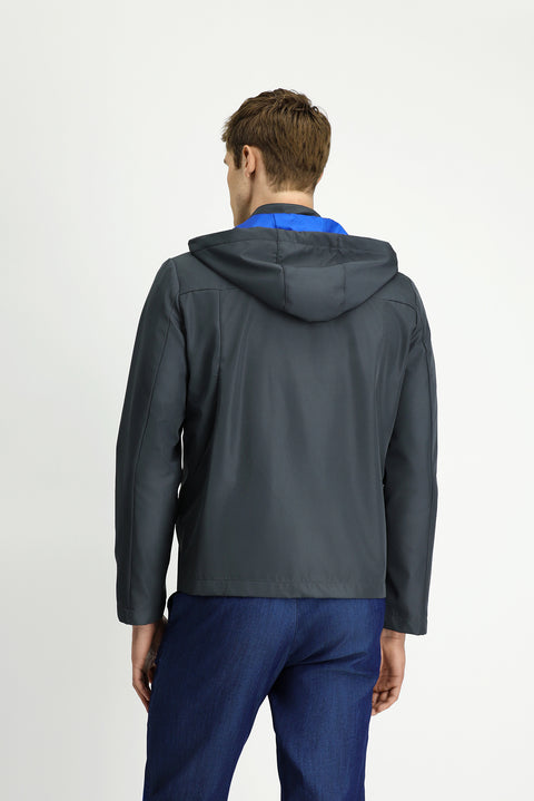 Titanyum Gri Kapüşonlu Spor Mevsimlik Mont