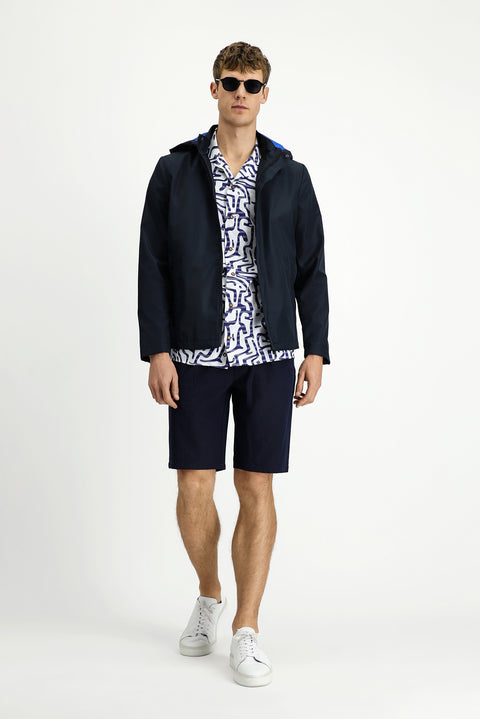 Orta Lacivert Kapüşonlu Spor Mevsimlik Mont