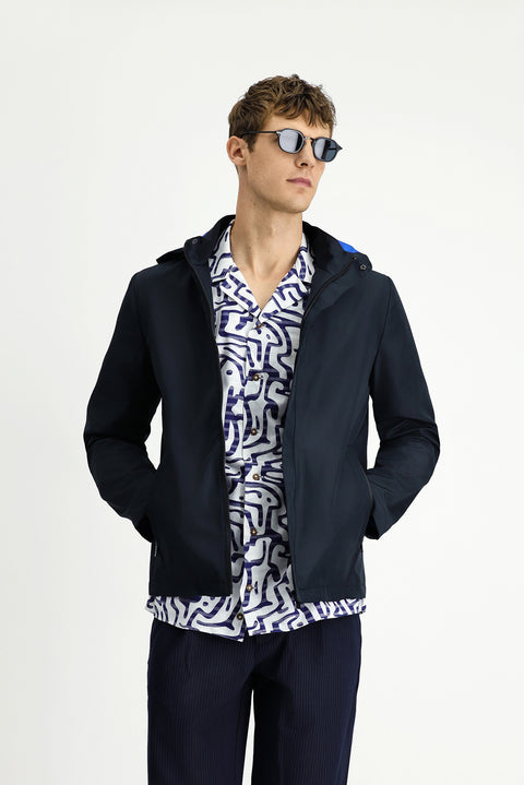 Orta Lacivert Kapüşonlu Spor Mevsimlik Mont