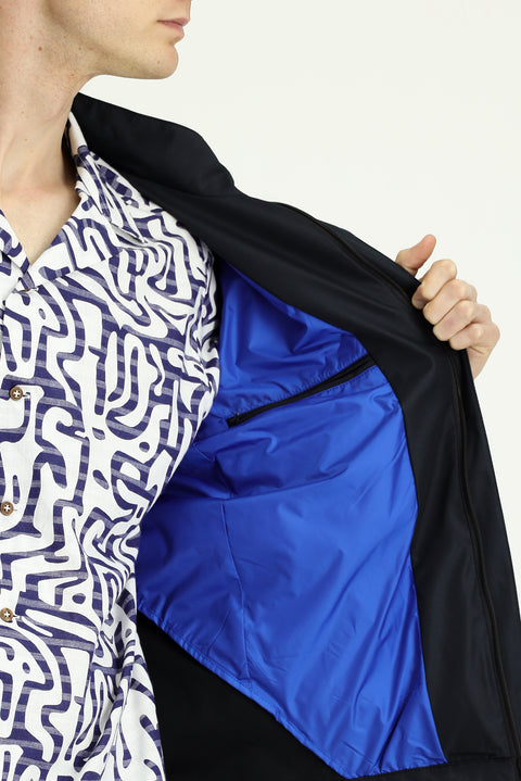 Orta Lacivert Kapüşonlu Spor Mevsimlik Mont