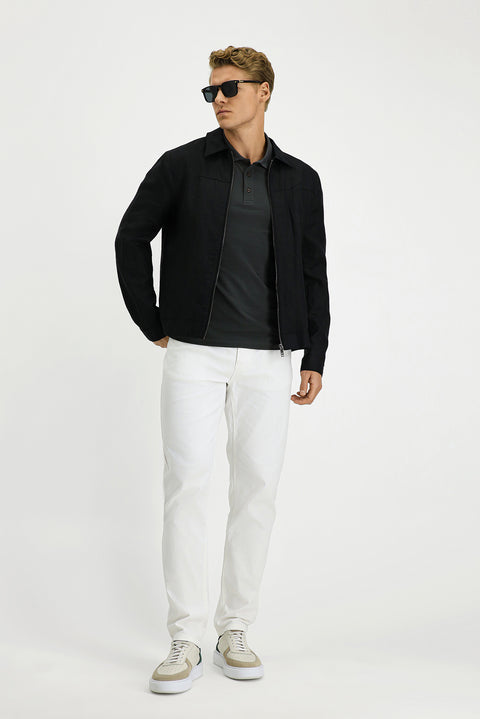 Siyah Mevsimlik Keten Mont