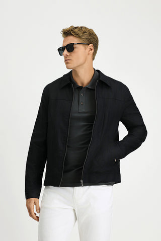  Siyah Mevsimlik Keten Mont