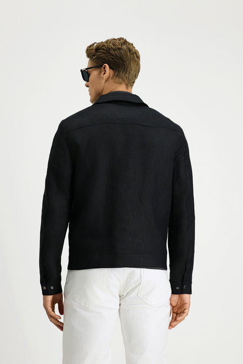 Siyah Mevsimlik Keten Mont