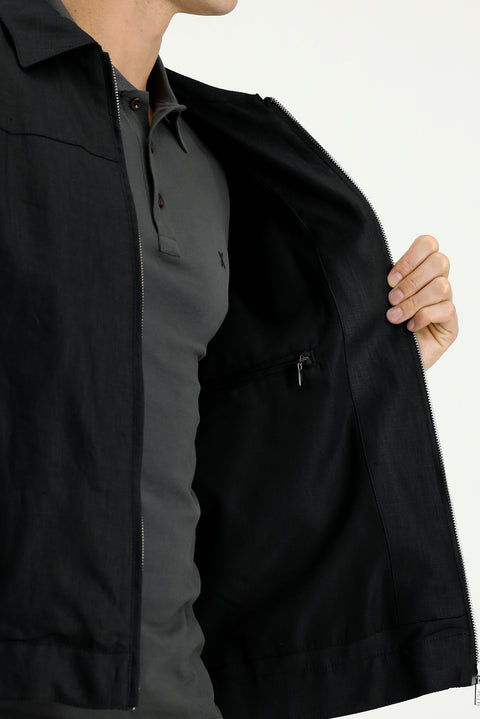 Siyah Mevsimlik Keten Mont