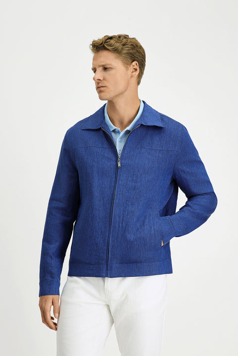 Orta Lacivert Mevsimlik Keten Mont