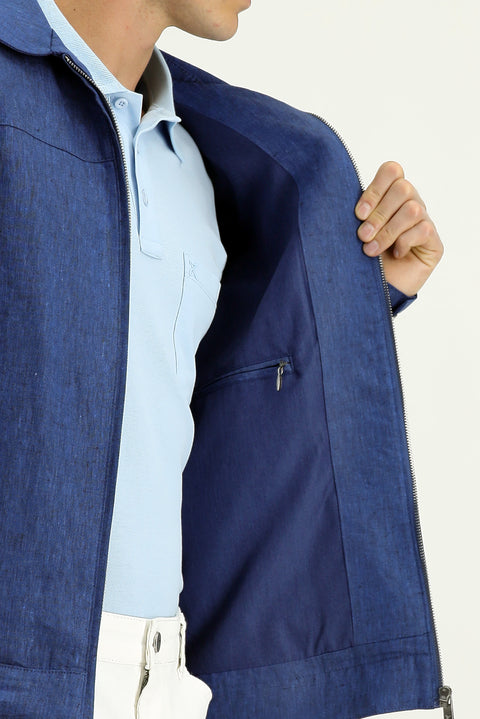 Orta Lacivert Mevsimlik Keten Mont