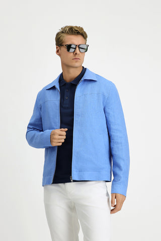  Koyu Mavi  Mevsimlik Keten Mont