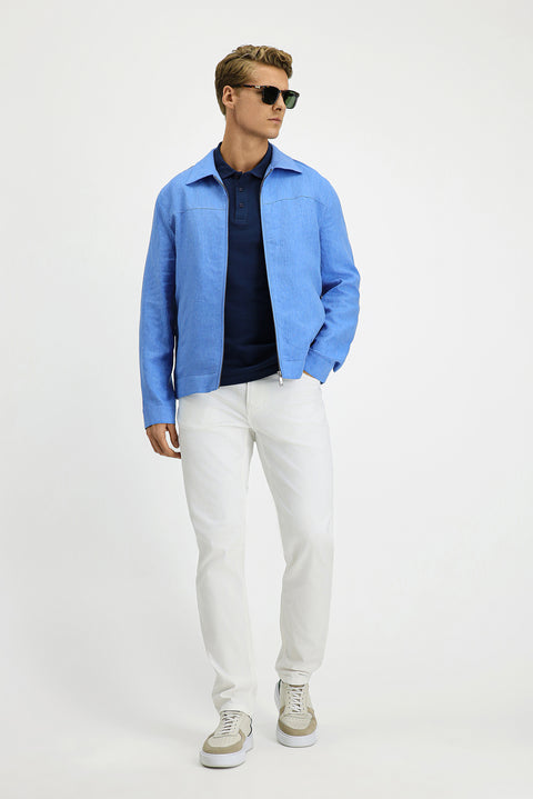 Koyu Mavi  Mevsimlik Keten Mont