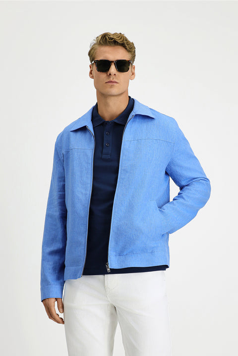 Koyu Mavi  Mevsimlik Keten Mont