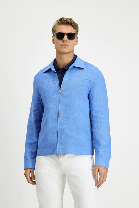 Koyu Mavi  Mevsimlik Keten Mont