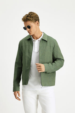  Orta Haki Mevsimlik Keten Mont