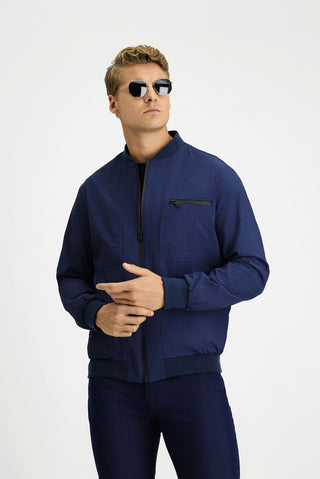  Orta Lacivert Mevsimlik Spor Bomber Ceket Mont