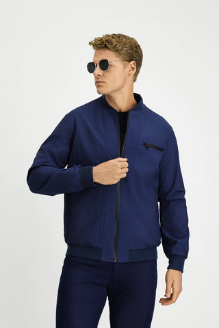 Orta Lacivert Mevsimlik Spor Bomber Ceket Mont