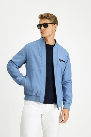  Açık Mavi Mevsimlik Spor Bomber Ceket Mont