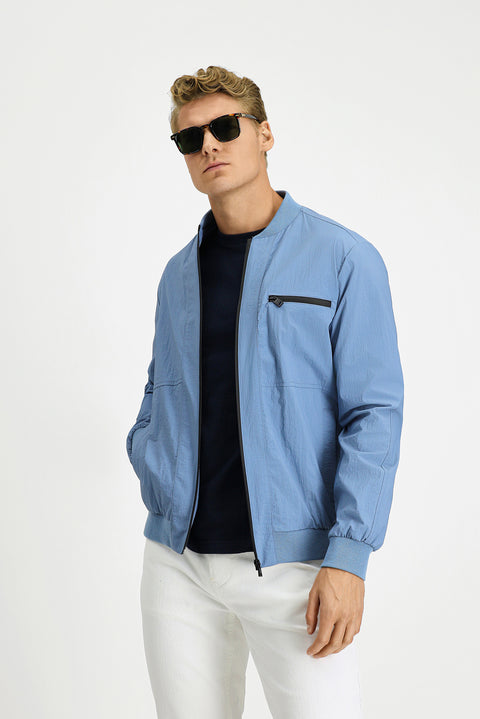 Açık Mavi Mevsimlik Spor Bomber Ceket Mont