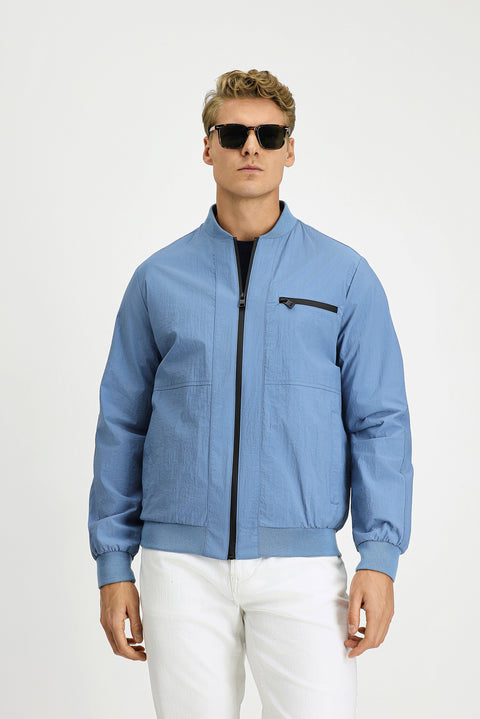 Açık Mavi Mevsimlik Spor Bomber Ceket Mont