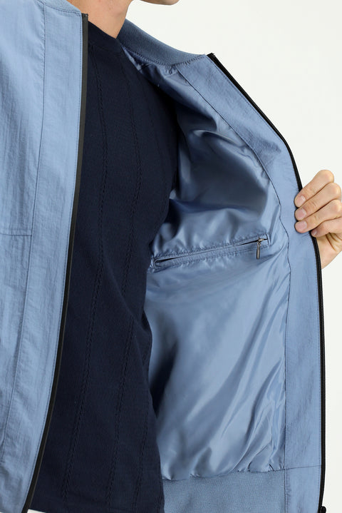 Açık Mavi Mevsimlik Spor Bomber Ceket Mont