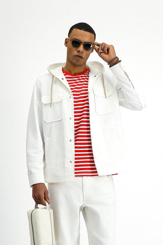  Beyaz Techno-Line Kapüşonlu Mevsimlik Spor Mont