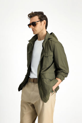  Orta Haki Kapüşonlu Spor Mevsimlik Mont