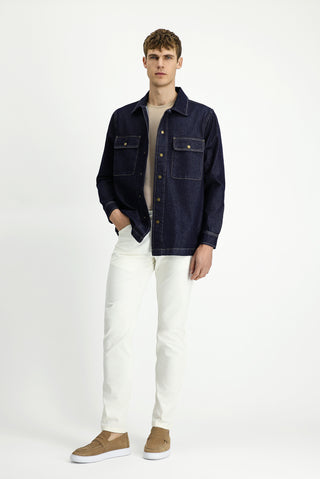  Koyu Lacivert Regular Fit Pamuk Gömlek Mont