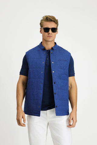  Orta Lacivert Kapitone Spor Keten Yelek-Ki??l?