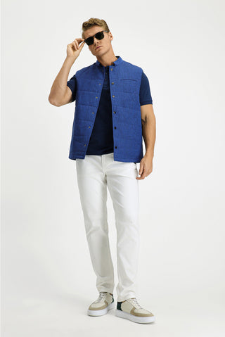  Orta Lacivert Kapitone Spor Keten Yelek-Ki??l?