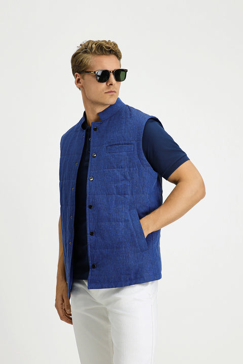 Orta Lacivert Kapitone Spor Keten Yelek