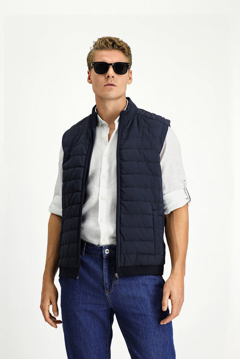 Koyu Lacivert Spor Kapitone Yelek