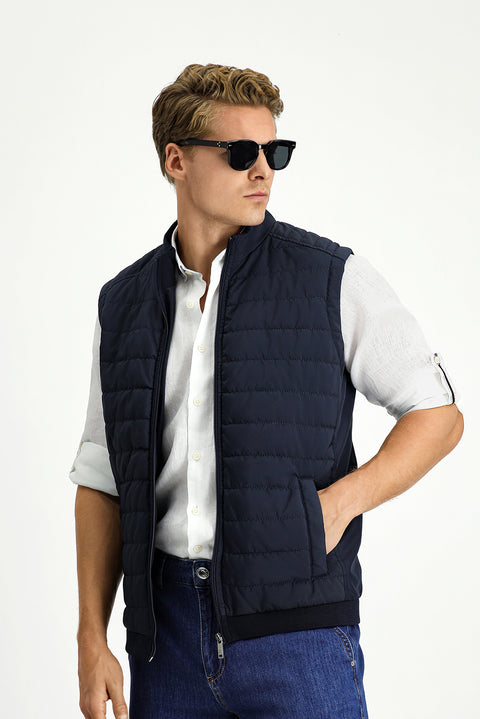 Koyu Lacivert Spor Kapitone Yelek