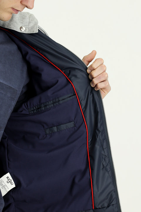 Orta Lacivert Kapüşonlu Kapitone Spor Yelek