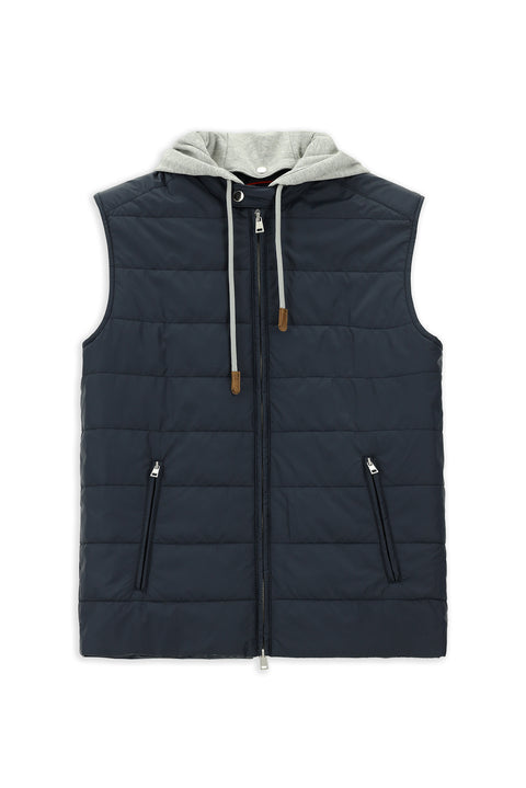 Orta Lacivert Kapüşonlu Kapitone Spor Yelek