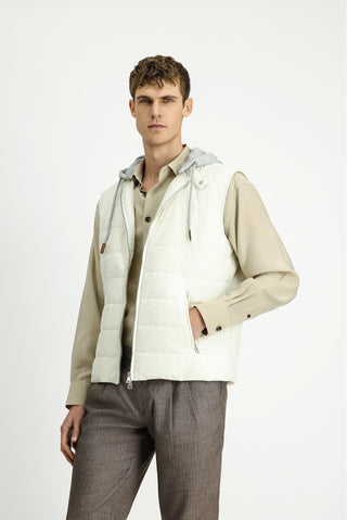  Krem Kapüşonlu Kapitone Spor Yelek