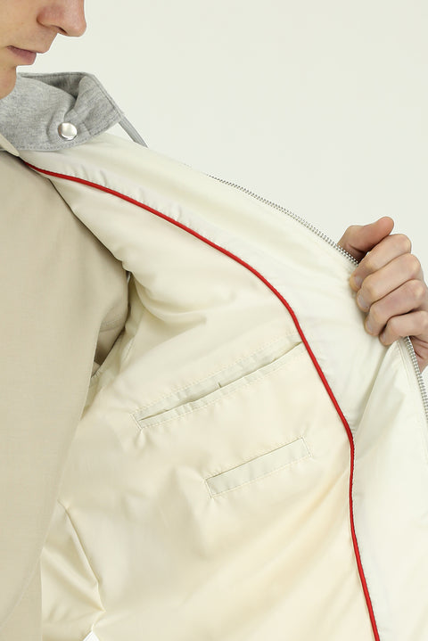 Krem Kapüşonlu Kapitone Spor Yelek