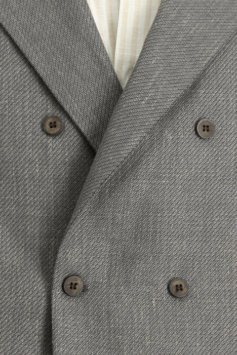 Koyu Antrasit Yünlü Keten Karışımlı Klasik Kruvaze Yelek