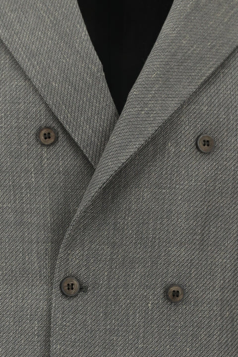 Koyu Antrasit Yünlü Keten Karışımlı Klasik Kruvaze Yelek