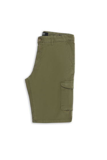 Orta Haki 6 Drop Regular Fit Standart Kesim Kargo Cepli Pamuklu Bermuda Şort