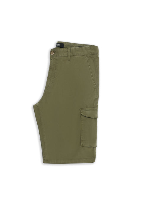 Orta Haki 6 Drop Regular Fit Standart Kesim Kargo Cepli Pamuklu Bermuda Şort