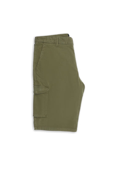 Orta Haki 6 Drop Regular Fit Standart Kesim Kargo Cepli Pamuklu Bermuda Şort