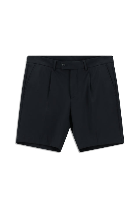 Dark Navy 7 Drop Super Slim Fit Extra Narrow Cut Techno-Line Lycra Pleated Shorts