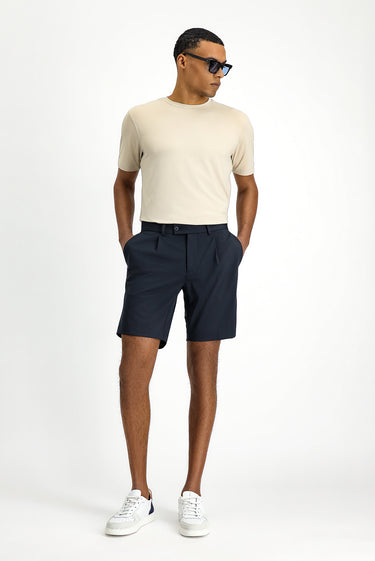  Koyu Lacivert Techno-Line Super Slim Fit Ekstra Dar Kesim Likralı Pileli Şort