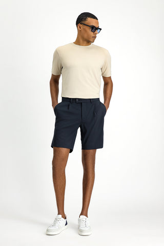  Koyu Lacivert 7 Drop Super Slim Fit Eksra Dar Kesim Techno-Line Likralı Pileli Şort