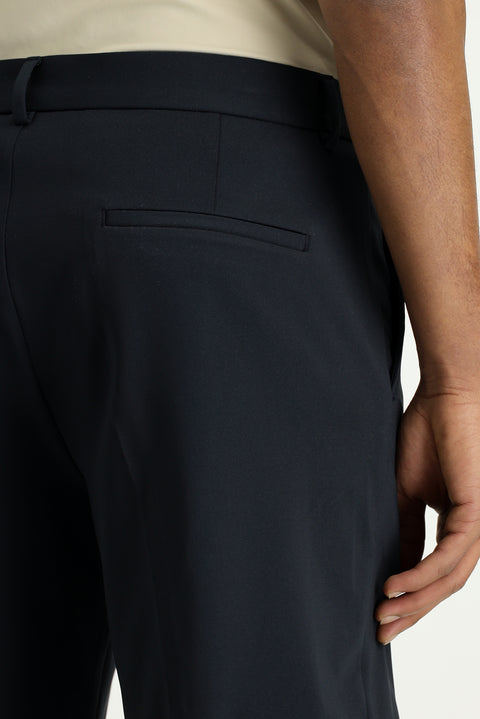 Dark Navy 7 Drop Super Slim Fit Extra Narrow Cut Techno-Line Lycra Pleated Shorts