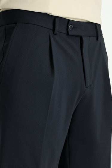 Koyu Lacivert Techno-Line Super Slim Fit Ekstra Dar Kesim Likralı Pileli Şort