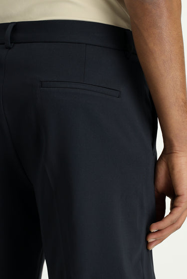 Koyu Lacivert Techno-Line Super Slim Fit Ekstra Dar Kesim Likralı Pileli Şort
