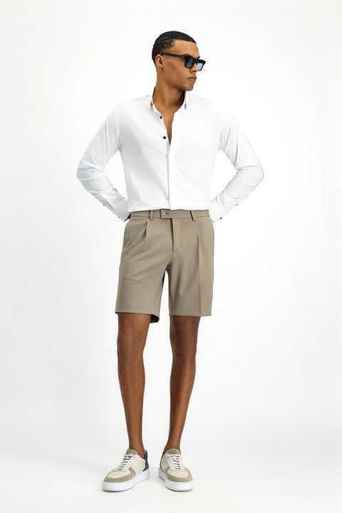 Orta Vizon 7 Drop Super Slim Fit Eksra Dar Kesim Techno-Line Likralı Pileli Şort