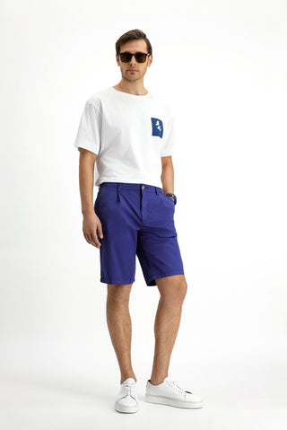  Mavi 6 Drop Regular Fit Standart Kesim Pamuklu Pileli Bermuda ?ort-Ki??l?