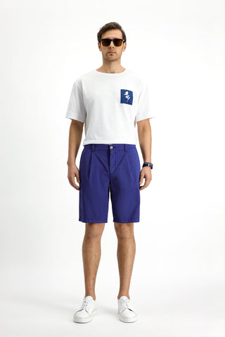  Mavi 6 Drop Regular Fit Standart Kesim Pamuklu Pileli Bermuda ?ort-Ki??l?